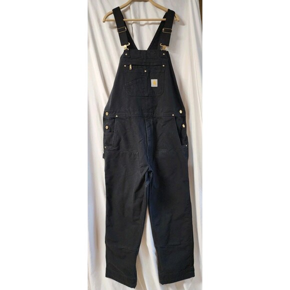 NWOT Carhartt Overalls Men 40x32 Black R01-M Relaxed Fit Double Knee Gorpcore - Picture 1 of 10
